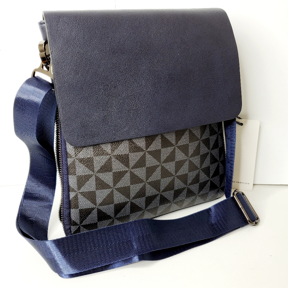 Classic Fashion Men's Blue Messenger Expandable Crossbody Shoulder Bag - Picture 3 of 14